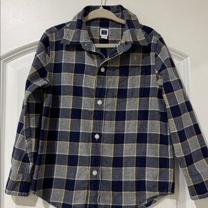 Janie and Jack Navy and Gray Plaid Shirt